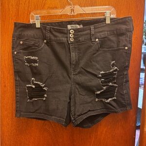 Torrid Black Ripped Jean Shorts